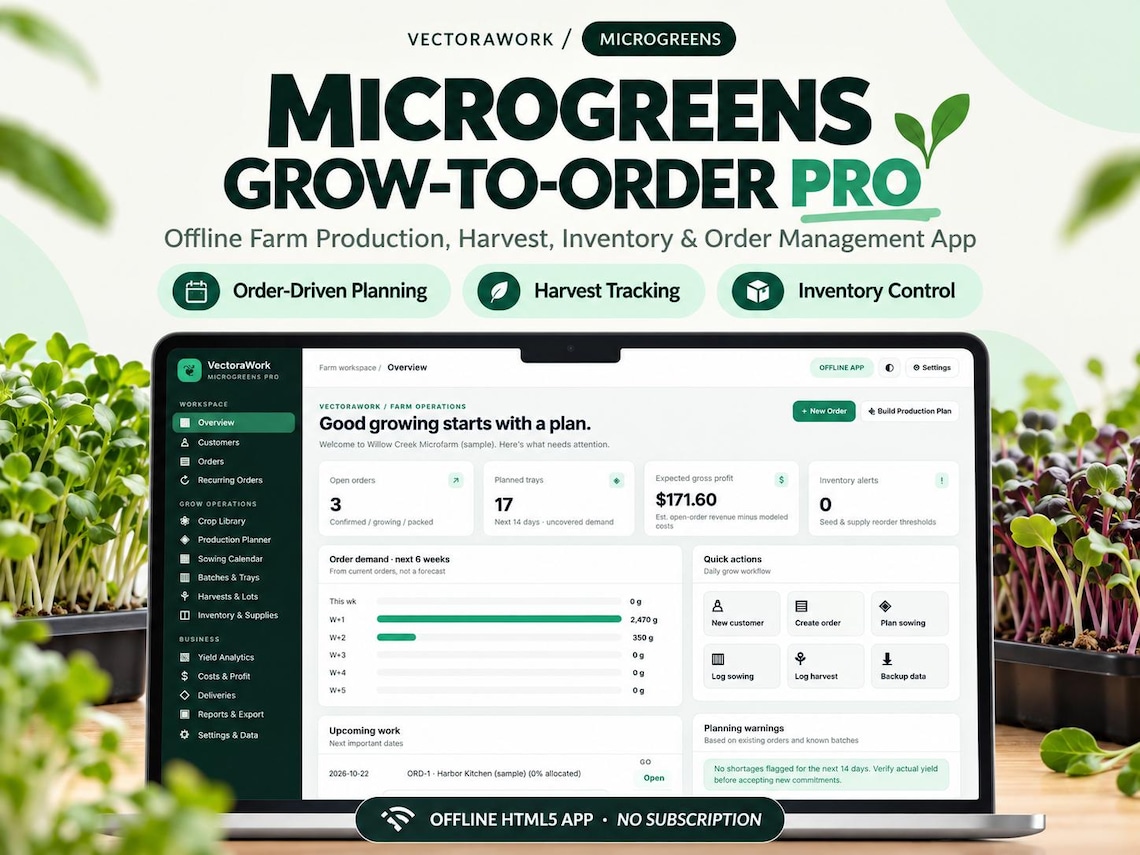 Microgreens Grow-to-Order Pro — Farm Planner — product preview 1