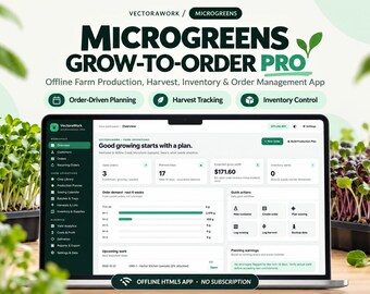 Microgreens Farm Planner App | Offline Grow-to-Order, Tray Calculator, Crop & Harvest Tracker, Inventory  Recurring Orders