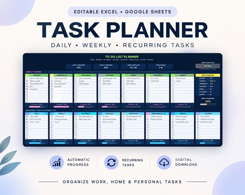 To-Do List Planner Spreadsheet product preview
