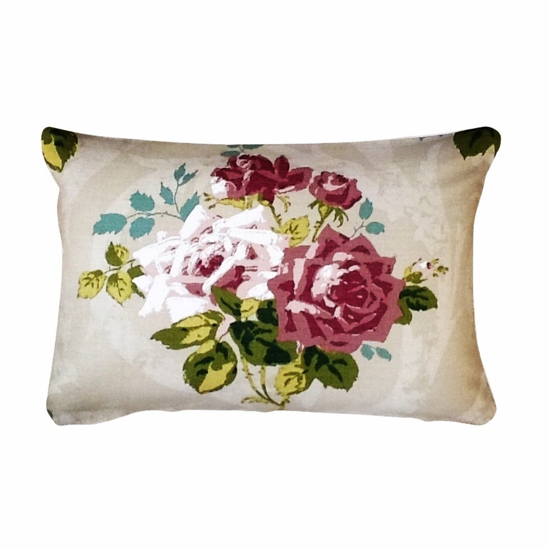 Nina Campbell Rosa Alba Pink and White Roses on Beige - Etsy