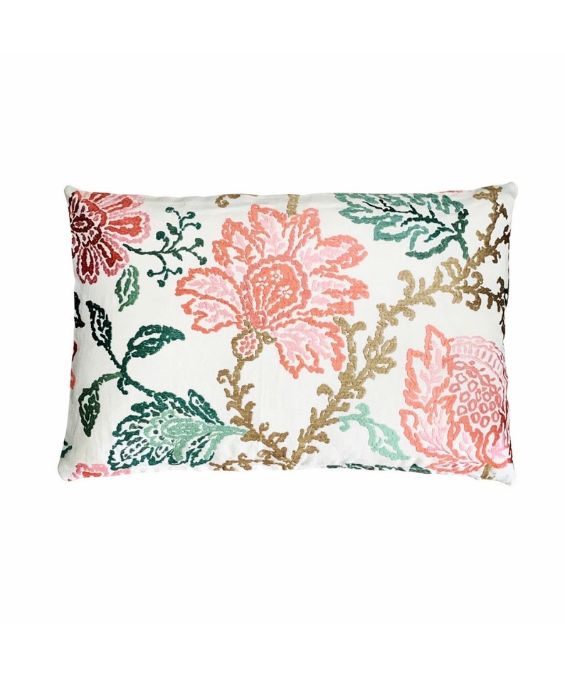 Nina Campbell Floral Embroidered Rectangle Pillow Etsy
