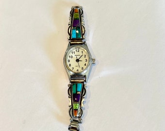 Vintage Zuni Silver and Multi Stone Watch Band