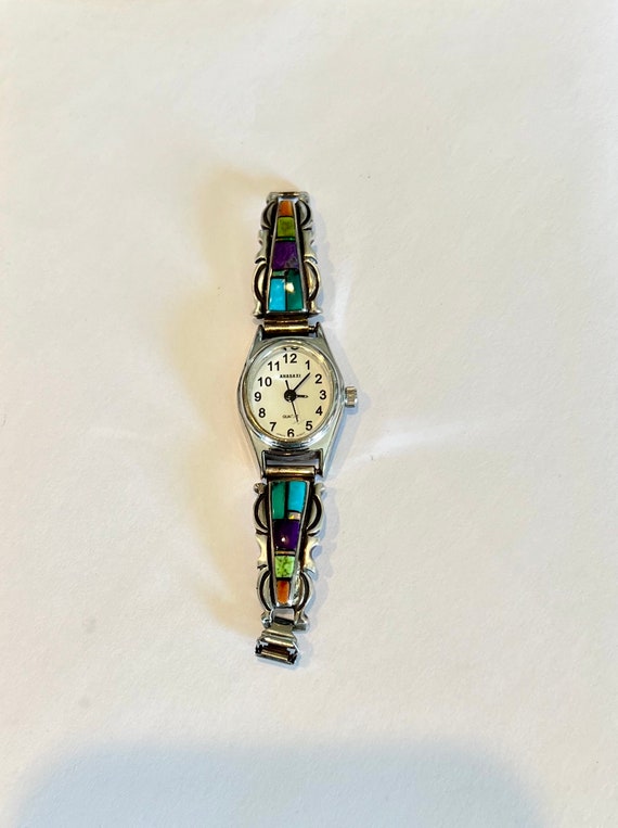 Vintage Zuni Silver and Multi Stone Watch Band
