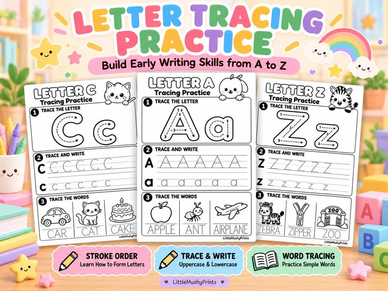 Trace Abc R Alphabet Worksheets for Preschool, 72 Printable Tracing, Phonics ...