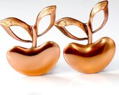 Renoir Copper Earrings Modern Cherry Apple Vintage Clip On Jewelry Collectible Copper  Renoir Earrings