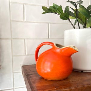 Vintage Orange Ceramic Creamer Pitcher | USA Pottery | Mid-Century Modern Kitchen Decor