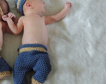 Crochet Twin Hat and Pants Photo Prop Set - Newborn (Pants and Hat Only) - PATTERN ONLY