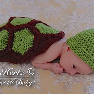 Crochet Turtle/Tortoise Cover and Hat Photo Prop Set Newborn PATTERN ONLY image 3