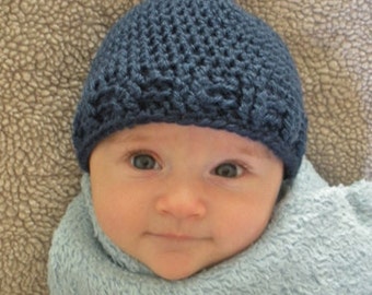 Crochet Boy Blue Pixie Hat (4 Sizes) - PATTERN ONLY