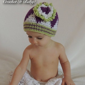 Crochet Mountain Peaks Hat With Flower (Size 0 to Adult) - PATTERN ONLY