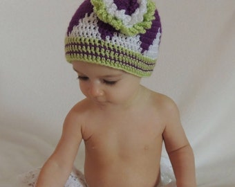 Crochet Mountain Peaks Hat With Flower (Size 0 to Adult) - PATTERN ONLY