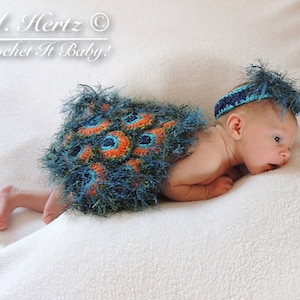Gehaakte Peacock Cover en hoofdband Photo Prop (NB) - ALLEEN PATROON