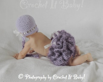 Crochet Tutu Cute Hat and Tutu Diaper Cover Photo Prop Set - 2 Sizes - PATTERN ONLY