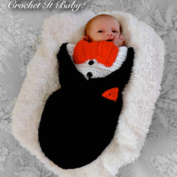 Crochet Tuxedo Cocoon Photo Prop - Newborn - PATTERN ONLY