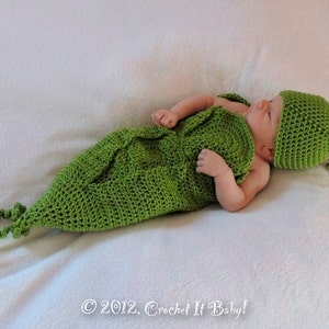 Crochet Sweet Pea Baby Cocoon and Hat Photo Prop Set - Newborn - PATTERN ONLY