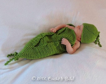 Crochet Sweet Pea Baby Cocoon and Hat Photo Prop Set - Newborn - PATTERN ONLY