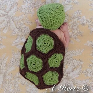 Crochet Turtle/Tortoise Cover and Hat Photo Prop Set Newborn PATTERN ONLY image 4