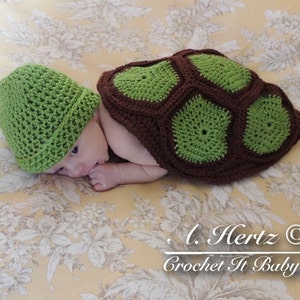 Crochet Turtle/Tortoise Cover and Hat Photo Prop Set Newborn PATTERN ONLY image 2