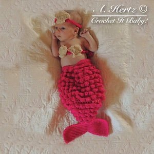 Crochet Mermaid Cocoon and Headband Photography Prop - Newborn PATTERN ONLY
