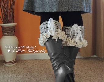 Crochet Lacey Boot Cuffs - 3 Adult Sizes - (PATTERN ONLY)