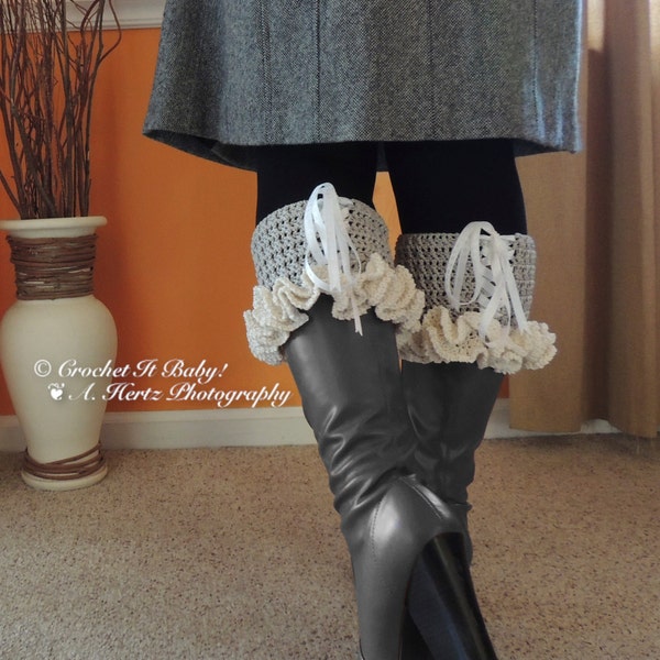 Crochet Lacey Boot Cuffs - 3 Adult Sizes - (PATTERN ONLY)