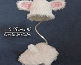 Crochet Little Lamb Hat and Diaper Cover Photo Prop. Set - PATTERN ONLY - NB