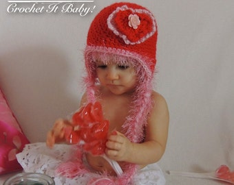 Crochet Sweet Heart Valentines Hat - 3 Sizes PATTERN ONLY