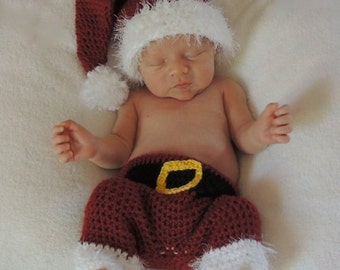 Crochet Santa Hat and Pants Photo Prop Set - Newborn - PATTERN ONLY