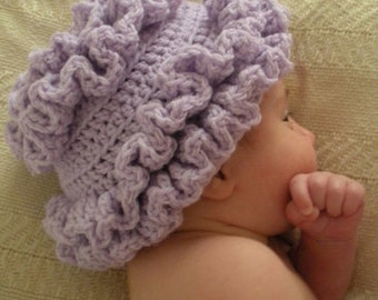 Crochet Ruffling Ruffles Hat (4 sizes) - PATTERN ONLY