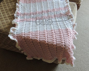 Crochet Pink Frills Crib Baby Blanket - PATTERN ONLY