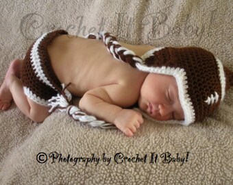 Crochet Football Hat and Diaper Cover Set (Newborn) - PATTERN ONLY