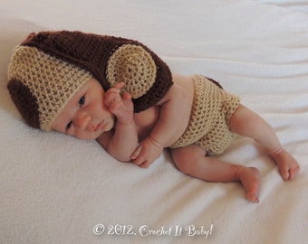 Crochet Puppy Dog Hat and Diaper Cover Set Photo Prop - Newborn - PATTERN ONLY