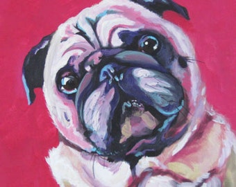 Pug Dog Art, Pug Canvas Print, Pug Artwork, Pug Custom Pet Portrait