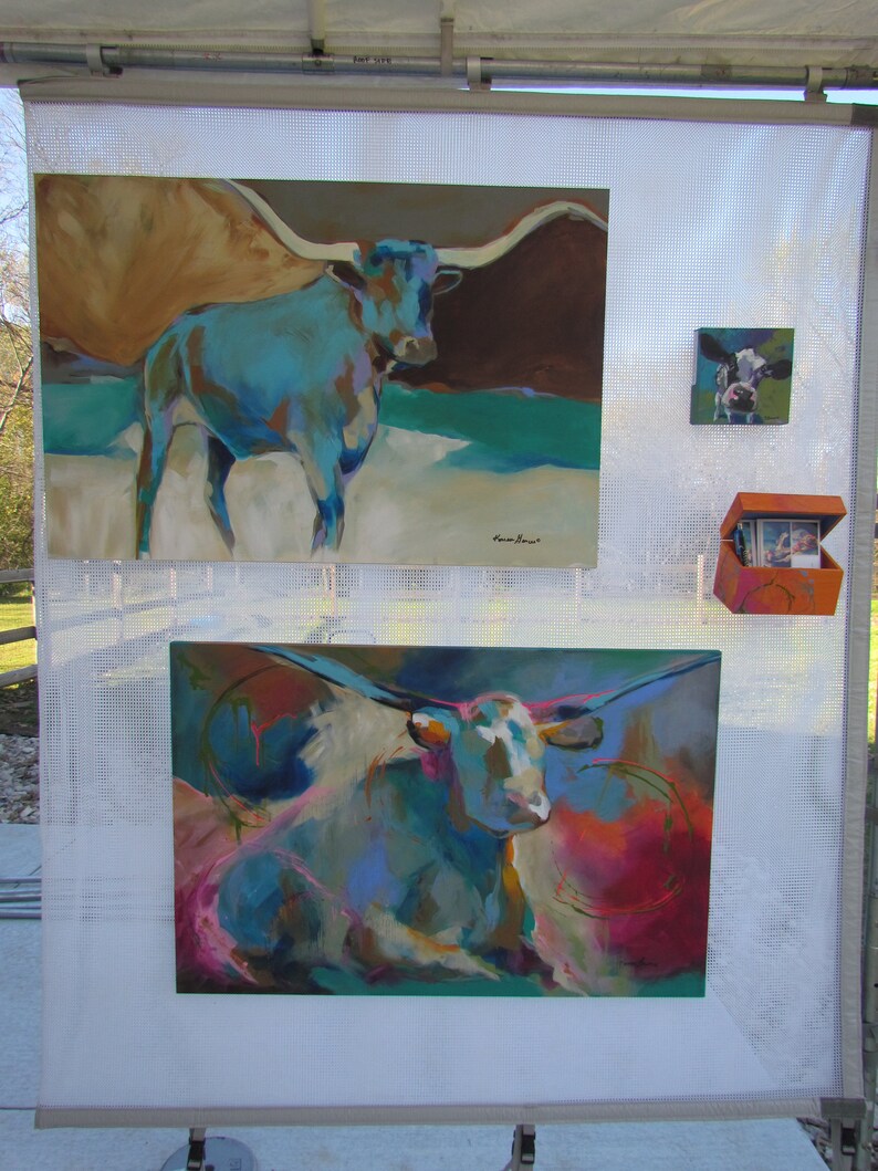 Texas Longhorn Wall Art Longhorn Farmhouse Decor Home Decor Longhorn Painting Cattle Original Art Steer Wall Art