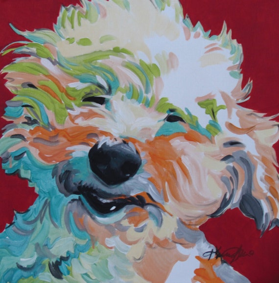 Poodle Maltipoo Bichon Frise Custom Colorful Dog Art Pet Etsy