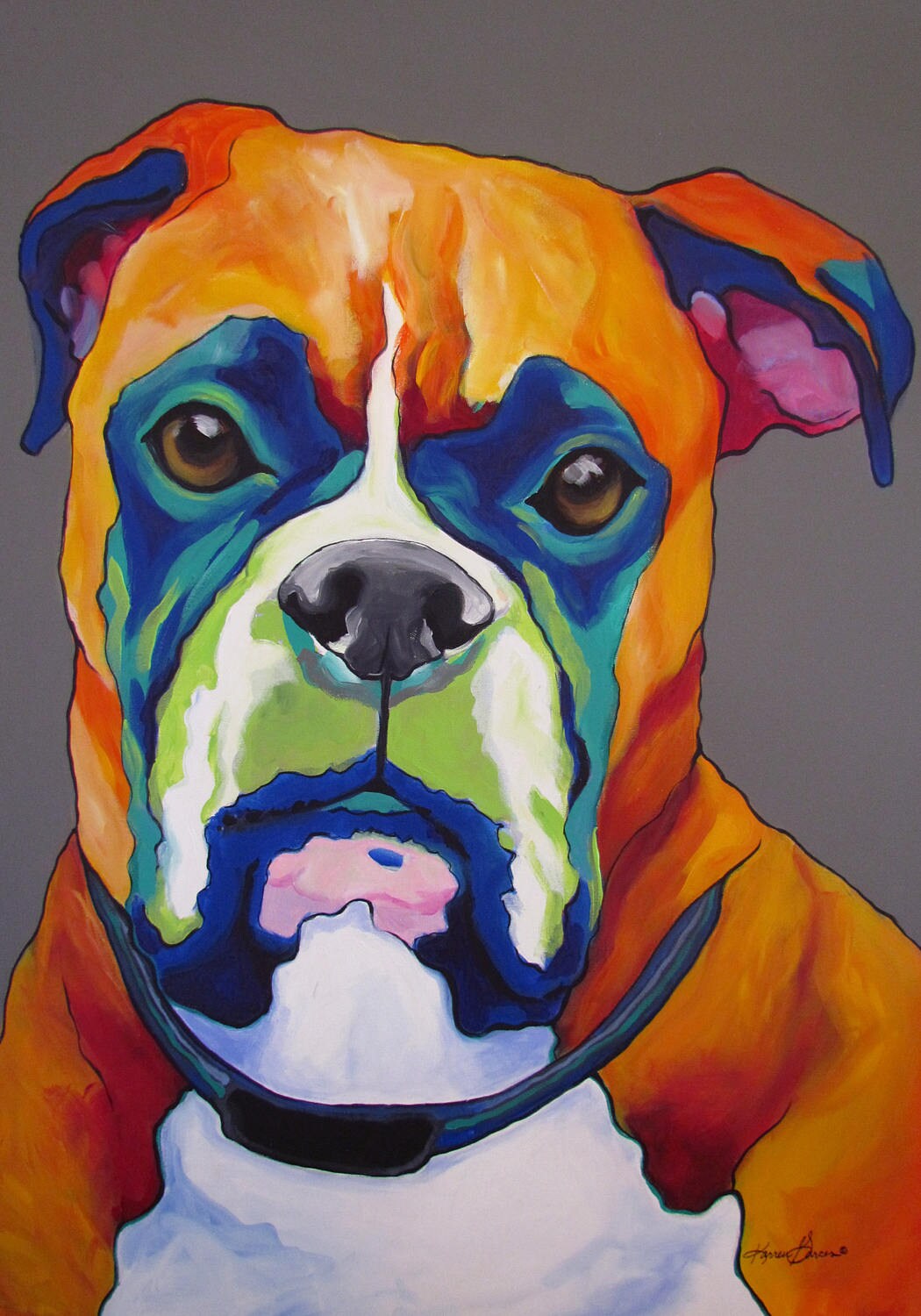 Boxer Fawn Colored Dog Art Pop Art Modern Dog Painting Etsy