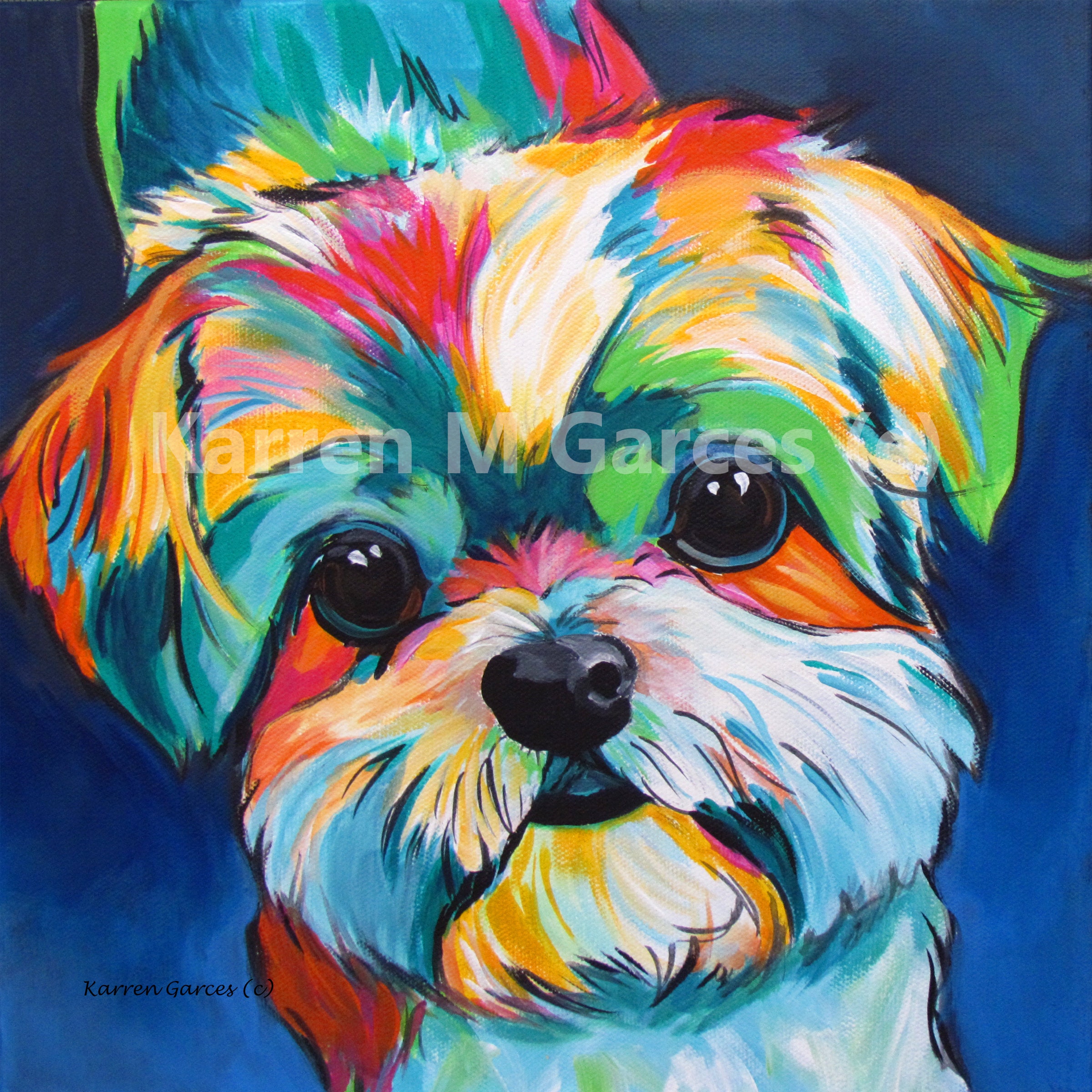 Shih Tzu Impresión de arte de pintura acrílica original - Etsy España