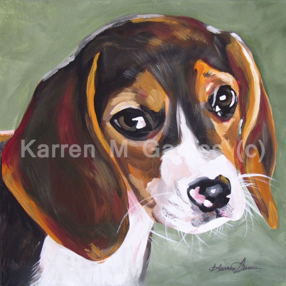 Beagle Wall Decor Dog Art Print New Puppy Gift Personalized Pet Painting