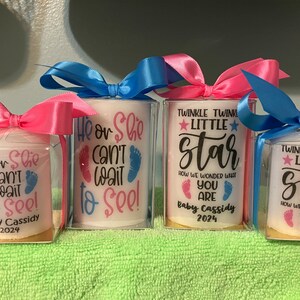 2 or 3 inch candle favors Gender reveal favors, gender neutral, he or she favors, gender reveal, gender reveal candles image 3