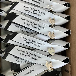 Cory Ribbon Custom Remembrance Ribbons With a Charm Pinned and Ready to Wear ...