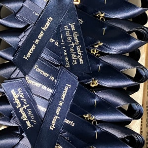Celebration of Life Custom Memorial pin on Ribbons, Memorialize a loved one or friend, Ready to wear lapel ribbon pins, support ribbons