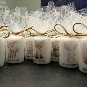 Woodland creature shower favors, ready to handout to your guests , woodland Fox, deer, rabbit, bear and squirrel favors, personalized favors