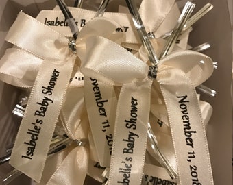 Personalized Ribbon Already Bowed ,  For Party Favors Quantity 25, Baby Shower favors, Wedding favors, Baptism favors, Communion,Fundraiser