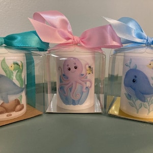 Under the Sea baby shower, Sea creature favors, mommy and baby turtle, baby shower favors, sea animal candle favors, theme favors, unique