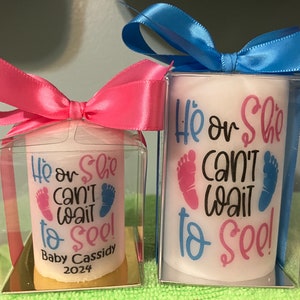 2 or 3 inch candle favors Gender reveal favors, gender neutral, he or she favors, gender reveal, gender reveal candles image 2