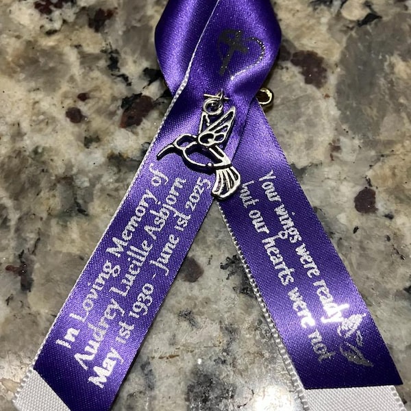 Custom Satin Lapel Ribbon, Memorial Keepsake, Graduation Pin, Fundraiser, Funeral pin