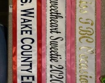 Pageant Sash, Birthday sash, Beauty pageant Sash, Argentina, Miss Universe,  Miss Understood, Group Costume, Miss USA Any Color any wording