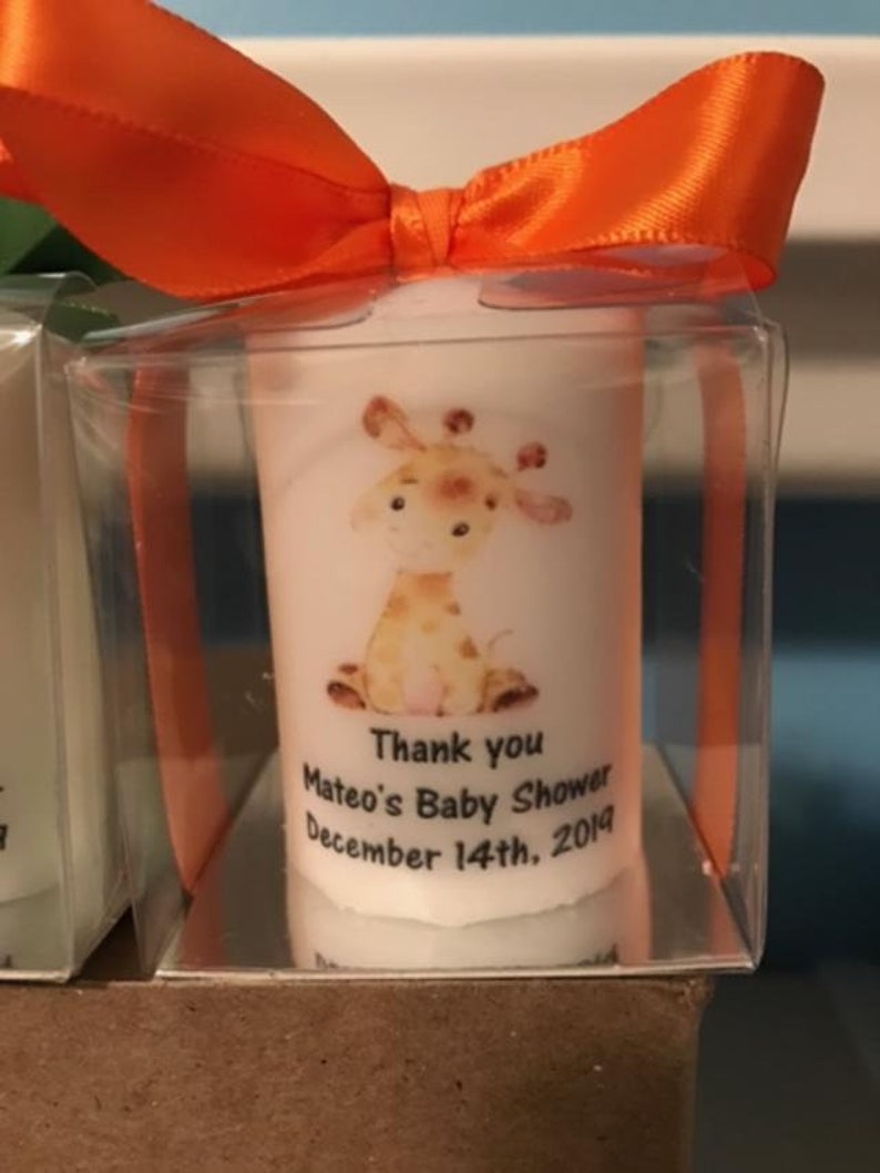 Giraffe Jungle Animal Baby Shower Candle Favors Giraffe Birthday, Baby Giraffe Jungle Animals, Baptism,elephant favors image 1