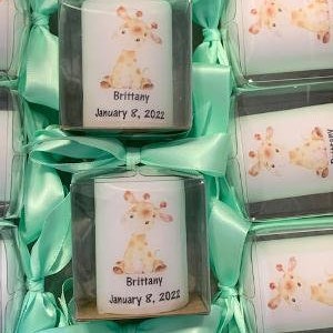 Giraffe Jungle Animal Baby Shower Candle Favors Giraffe Birthday, Baby Giraffe Jungle Animals, Baptism,elephant favors image 4