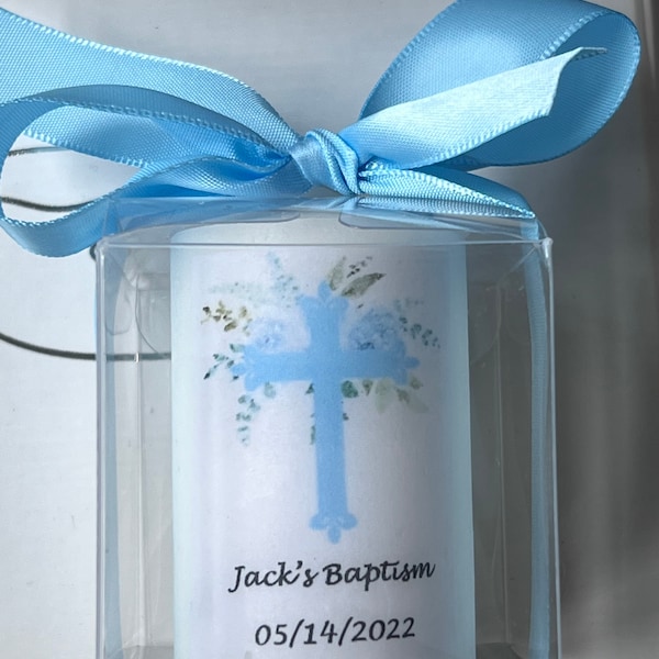 Cross themed , Boy Baptism, christening favor, Baby shower favors,  Candle Favors,  classic themed Favors, Baptism , Holy Communition Favors